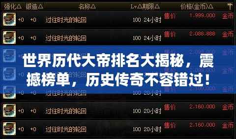 世界历代大帝排名大揭秘,震撼榜单,历史传奇不容错过!